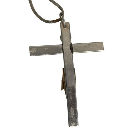 VTG Christian Crucifix Pendant Chain Necklace 24" Sterling Silver Italy 6108 - Picture 7 of 11